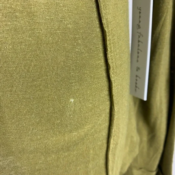 NWT YOUNG FAB BROKE Soft Button Down Long Sleeve Tshirt Olive Green Womens Med - Picture 3 of 8